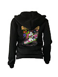 Solid Color Zipper Up Long Sleeve Hooded Coats DN-8555T9
