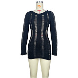 Sexy Long Sleeve Backless Hollow Out Club Dresses MDF-5353