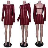 Sexy Long Sleeve Backless Hollow Out Club Dresses MDF-5353
