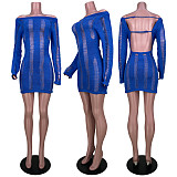 Sexy Long Sleeve Backless Hollow Out Club Dresses MDF-5353