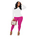Solid Long Sleeve Tops Fitness Pants 2 Piece Sets DN-8765