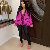 Graffiti Loose Lazy Knitted Sweater Cardigan Coat ZS-0247