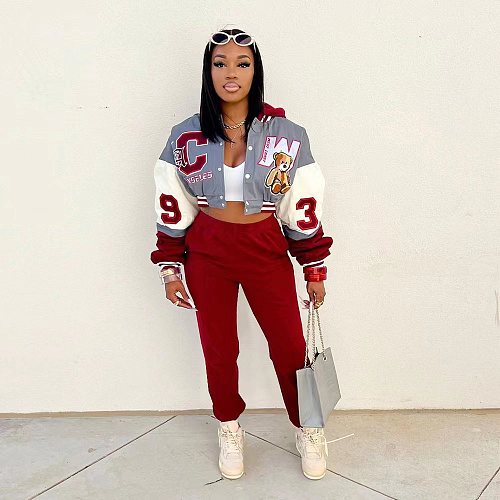 Y2K Streetwear Patchwork Hooded Baseball Jacket JINGJ-6095