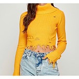 Turtleneck Knitted Irregular Fringe Sweater LSD-83173