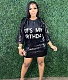 Half Sleeve Loose Sequins Print Letters T Shirt Dress BGN-276
