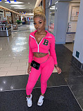 Sportswear Zipper Jacket Crop Top Leggings Set XY-9190