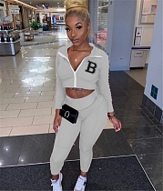 Sportswear Zipper Jacket Crop Top Leggings Set XY-9190