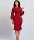 Elegant Lantern Sleeve Round Neck OL Midi Dress BGN-272