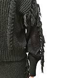 Turtleneck Knitted Sweater Tassel Side Pants Suit CM-8646