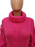 Turtleneck Knitted Sweater Tassel Side Pants Suit CM-8646