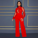 Elegant See-through Lace Sequin Patchwork Jumpsuits BY-6053