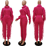 Turtleneck Knitted Sweater Tassel Side Pants Suit CM-8646