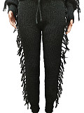 Turtleneck Knitted Sweater Tassel Side Pants Suit CM-8646