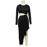 Long Sleeve Cut Out Waist High Side Slit Party Dresses YF-10346