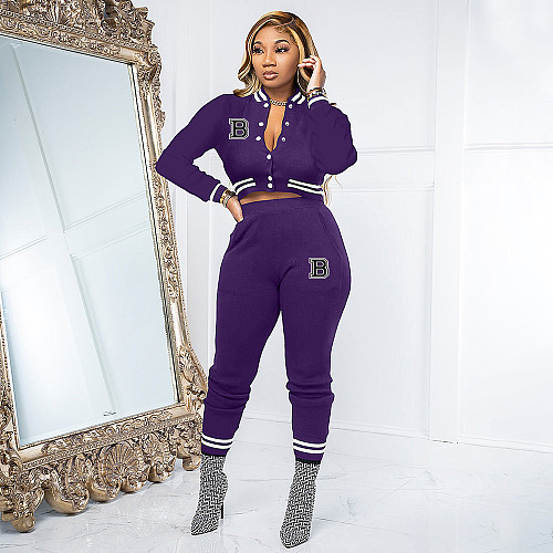 Streetwear Baseball Bomber Jacket Pencil Pants Suit XING-227
