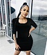 High Waist 3/4 Sleeve Bodycon Black Dresses QZX-6271