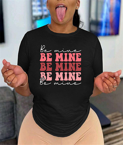 Short Sleeve Round Neck Letter Print Couple T-shirt WA-9000252