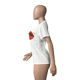 Lips Print Short Sleeve Cotton T Shirt Tops HGL-2006