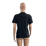 Lips Print Short Sleeve Cotton T Shirt Tops HGL-2006