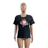 Short Sleeve Round Neck Cotton Graphic T-shirts HGL-2005