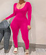 Solid Long Sleeve Bodycon Fitness Jumpsuit DN-8806