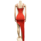 Sexy Diamonds Hot Drill High Slit Evening Dress BY-6039