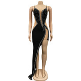 Sexy Diamonds Hot Drill High Slit Evening Dress BY-6039