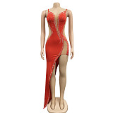 Sexy Diamonds Hot Drill High Slit Evening Dress BY-6039