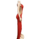 Sexy Diamonds Hot Drill High Slit Evening Dress BY-6039