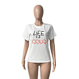 Summer Cotton Short Sleeve All Match T Shirt Tops HGL-2007