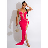 Sexy Diamonds Hot Drill High Slit Evening Dress BY-6039