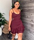 Solid Color Spaghetti Strap Ruffle Hem Mini Dress YS-839