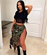Camo Print High Side Slit Y2K Streetwear Skirts WDS-230326