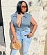 Single Breasted Jean Jacket Crop Top Sleeveless Vest MOF-8918