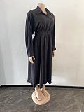 Solid Single Breasted A Line Maxi Shirt Dresses OSM-4383