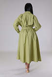 Solid Single Breasted A Line Maxi Shirt Dresses OSM-4383