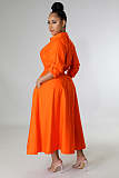 Solid Single Breasted A Line Maxi Shirt Dresses OSM-4383