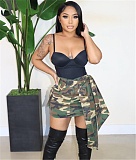Camo Print Street All-match Lace Up Mini Skirts XING-241