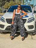 Camo Print Loose Baggy Sleeveless Cargo Jumpsuits JLY-19546