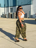 Camo Print Loose Baggy Sleeveless Cargo Jumpsuits JLY-19546
