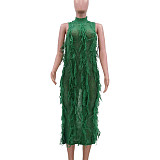 Chic Knitting Tassel Sleeveless High Waist Dresses TK-6277
