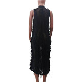 Chic Knitting Tassel Sleeveless High Waist Dresses TK-6277
