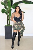 Camo Print Street All-match Lace Up Mini Skirts XING-241