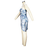 Strapless Print Irregular Bodycon Party Dresses JLY-19547