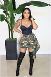 Camo Print Street All-match Lace Up Mini Skirts XING-241