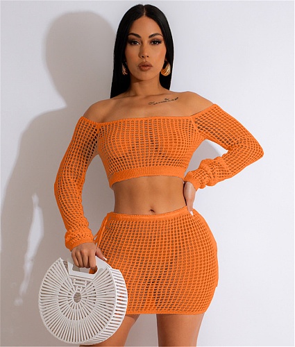 Beachwear Knitted Crochet Cover Ups 2 Piece Sets CM-8664
