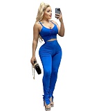 Solid Camisole Crop Tops Body-shaping 2 Piece Pant Sets JZH-8125