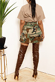 Y2K Street Camouflage Patch High Waist Denim Skirts ZS-0579