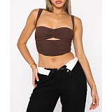 All Match Sleeveless Ruched Slim Camisole Crop Tops ASL-6636