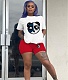Cartoon Print Short Sleeve T Shirt Shorts Two Piece Set DN-8008B25